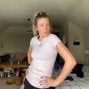 athleta light pink workout top